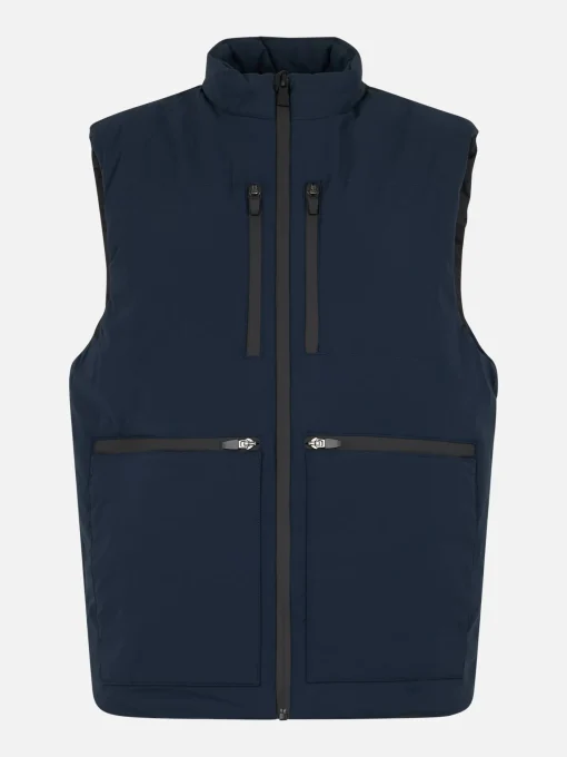 Gilet imbottito in tessuto elasticizzato blu navy da uomo Vonn