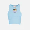 Girl light blue rib-knit cotton crop tank | FIORUCCI SPECIAL EDITION