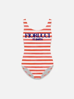 Girl one piece swimsuit with Fiorucci print | FIORUCCI SPECIAL EDITION
