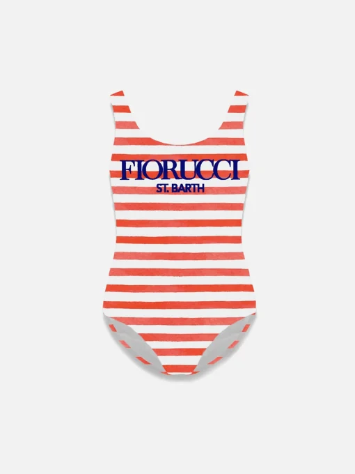 Girl one piece swimsuit with Fiorucci print | FIORUCCI SPECIAL EDITION