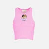 Girl pink rib-knit cotton crop tank | FIORUCCI SPECIAL EDITION