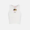 Girl white rib-knit cotton crop tank with Fiorucci print | FIORUCCI SPECIAL EDITION