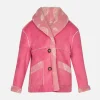 Giubbotto da bambina in shearling con stampa paisley