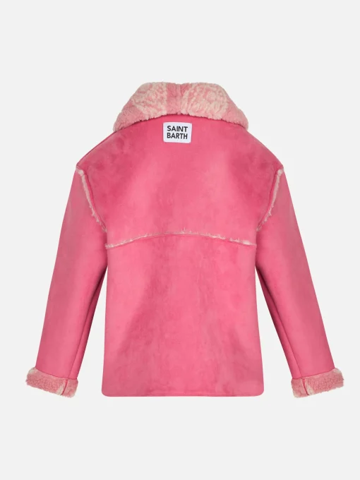 Giubbotto da bambina in shearling con stampa paisley