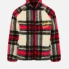 Giubbotto sherpa da bambina con stampa tartan