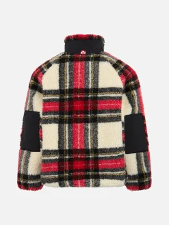 Giubbotto sherpa da bambina con stampa tartan