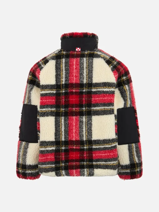 Giubbotto sherpa da bambina con stampa tartan
