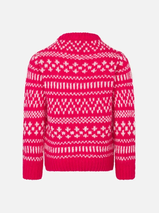 Maglia da bambina girocollo morbida con stampa Fair Isle e ricamo Princess of Chalet