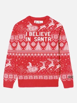 Maglia da bambino girocollo con scritta I believe in Santa