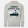 Maglia da bambino girocollo con stampa jacquard Panda saves you