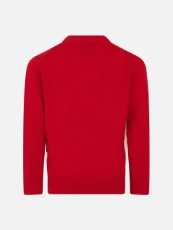 Maglia da bambino girocollo con stampa jacquard cartolina St. Barth Ski Club