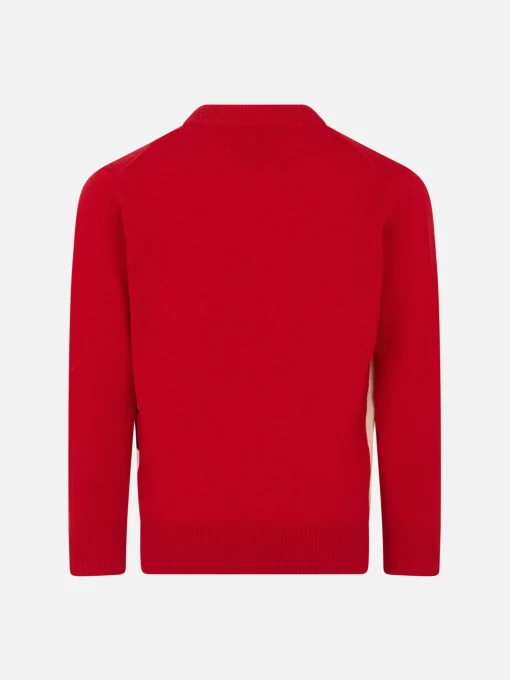Maglia da bambino girocollo con stampa jacquard cartolina St. Barth Ski Club