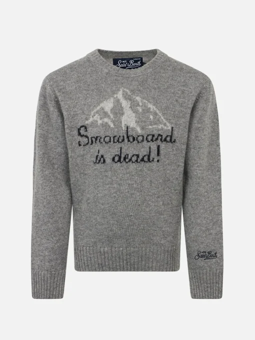 Maglia da bambino grigia con scritta Snowboard is dead!