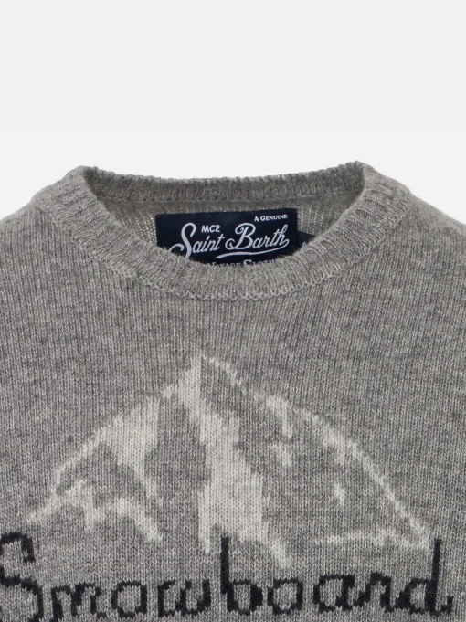 Maglia da bambino grigia con scritta Snowboard is dead!
