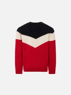 Maglia da bambino rossa e blu con patch