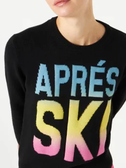 Maglia da donna Aprés Ski nero con scritta degrade