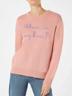 Maglia da donna con ricamo Where is my Rosé?