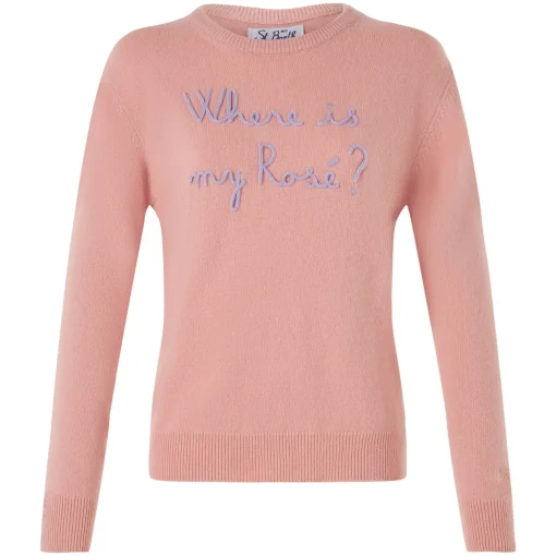Maglia da donna con ricamo Where is my Rosé?