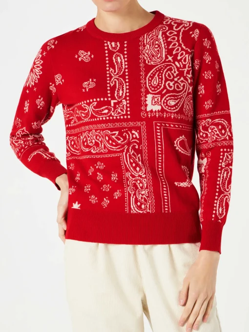 Maglia da donna con stampa bandana rossa