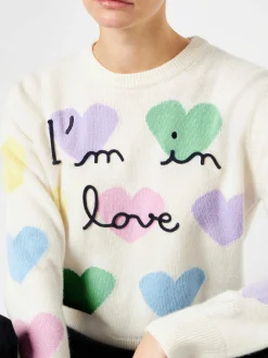 Maglia da donna con stampa cuori e ricamo I'm in Love