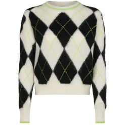 Maglia da donna cropped garzata con motivo a rombi