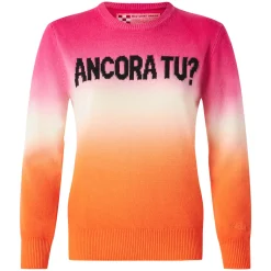 Maglia da donna fucsia e arancio degradé con scritta Ancora tu