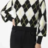 Maglia da donna garzata con motivo a rombi