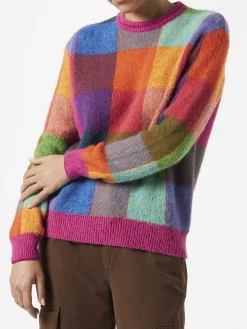 Maglia da donna garzata con fantasia check