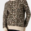 Maglia da donna garzata con fantasia leopardata