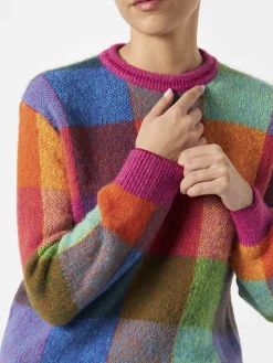 Maglia da donna garzata con fantasia check