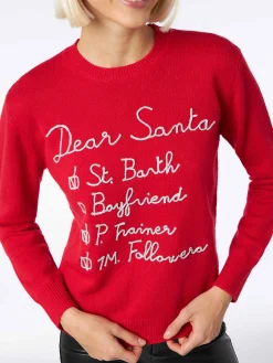 Maglia da donna garzata con ricamo lista Dear Santa