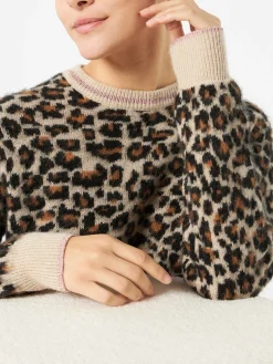 Maglia da donna garzata con fantasia leopardata