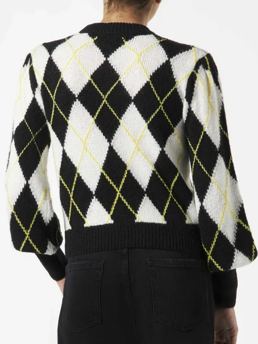 Maglia da donna garzata con motivo a rombi
