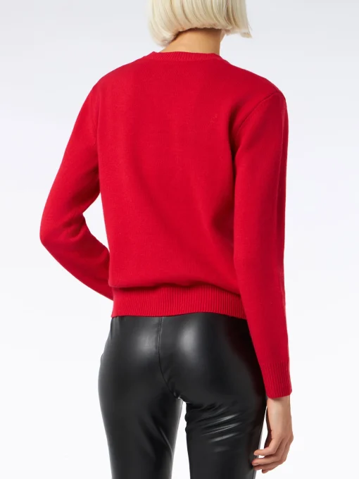 Maglia da donna garzata con ricamo lista Dear Santa