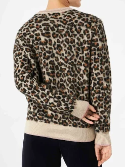 Maglia da donna garzata con fantasia leopardata
