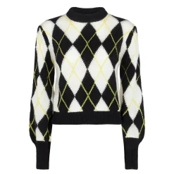 Maglia da donna garzata con motivo a rombi