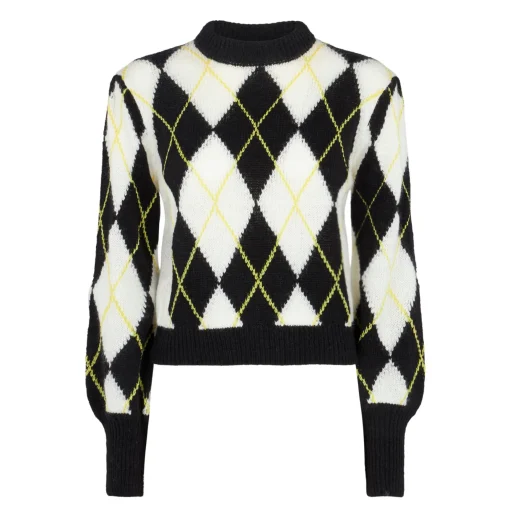 Maglia da donna garzata con motivo a rombi