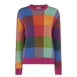Maglia da donna garzata con fantasia check