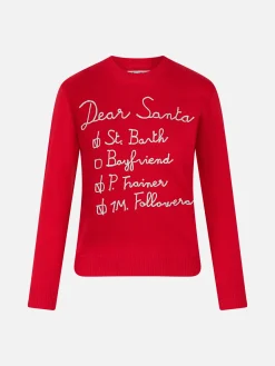 Maglia da donna garzata con ricamo lista Dear Santa