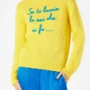 Maglia da donna garzata gialla con ricamo