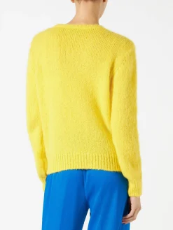 Maglia da donna garzata gialla con ricamo
