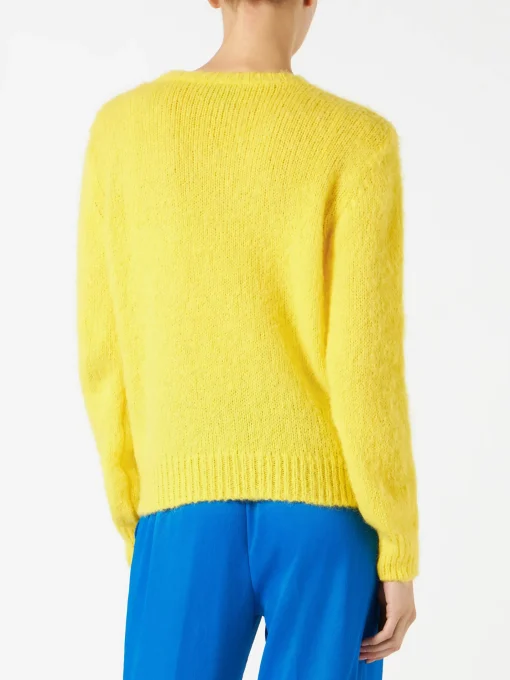 Maglia da donna garzata gialla con ricamo