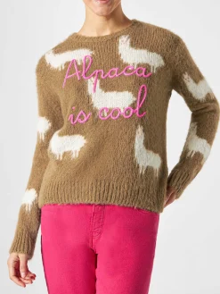 Maglia da donna garzato con Alpaca e ricamo Alpaca is cool