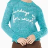 Maglia da donna girocollo morbida crop con ricamo Sundays are for Coccole