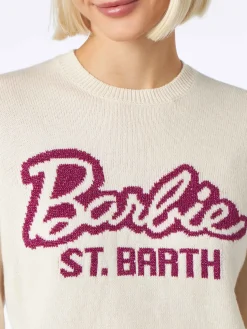 Maglia da donna girocollo bianca con stampa Barbie | EDIZIONE SPECIALE BARBIE