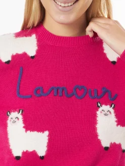 Maglia da donna girocollo con ricamo L'Am<3ur