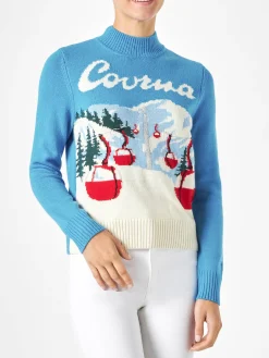 Maglia da donna girocollo con cartolina di Courmayeur