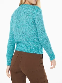 Maglia da donna girocollo morbida crop con ricamo Sundays are for Coccole