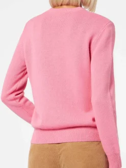 Maglia da donna girocollo rosa con stampa strass Favolosa