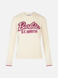 Maglia da donna girocollo bianca con stampa Barbie | EDIZIONE SPECIALE BARBIE